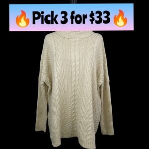 Turtleneck JOSEPH A Women's Cream Cable Knit Sweater Size M 🔥Pick 3 for $33🔥